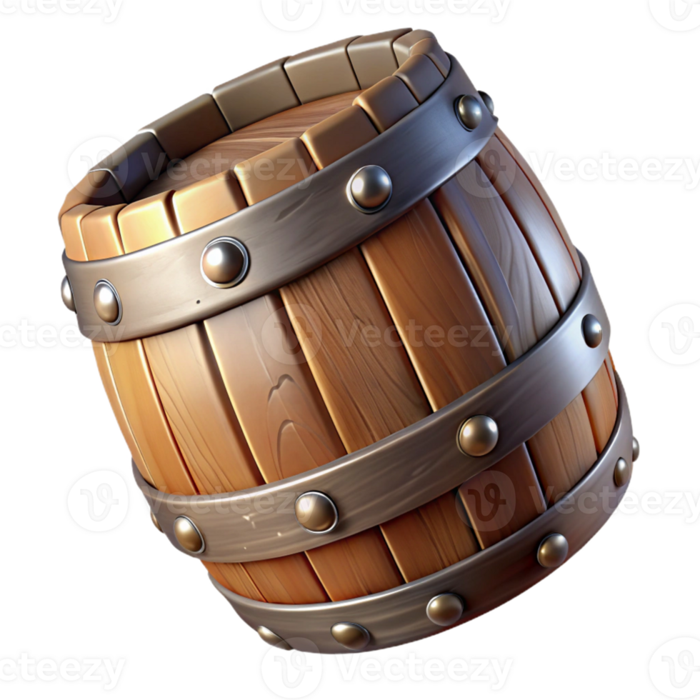 magnificent rustic Wooden Barrel Transparent with Metal Bands genuine png