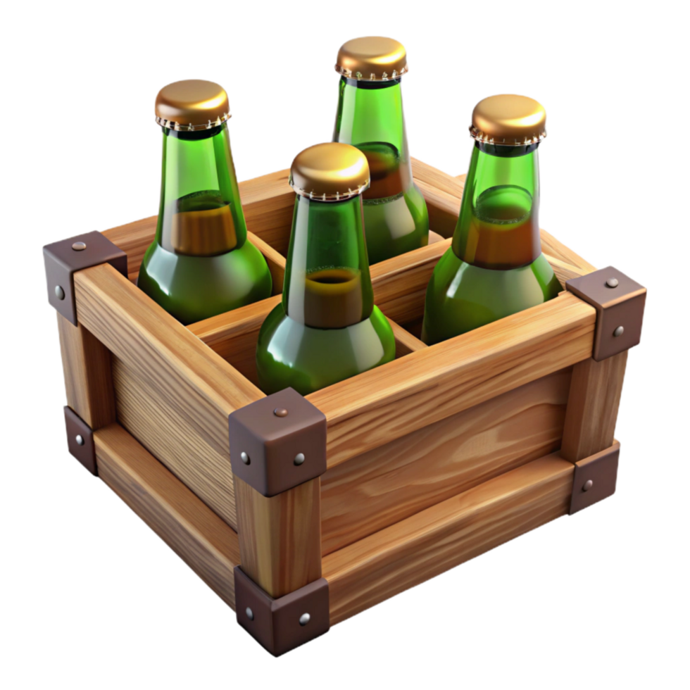 vibrant rustic Wooden Beer Crate with Bottles Cutout high resolution png