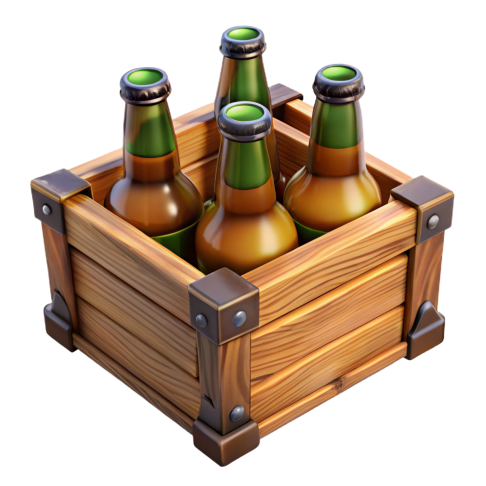 elegant minimalist Wooden Beer Crate with Bottles Cutout authentic png