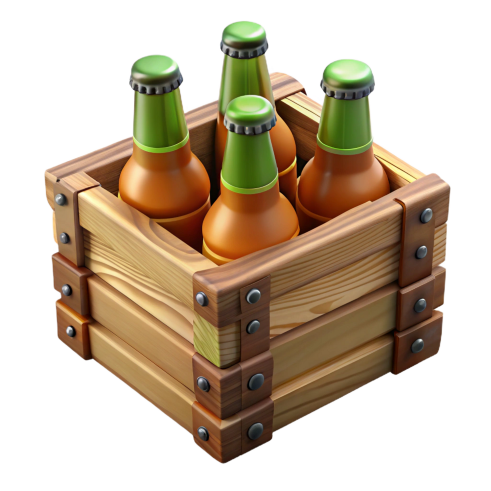 impressive creative Wooden Beer Crate with Bottles Cutout authentic png
