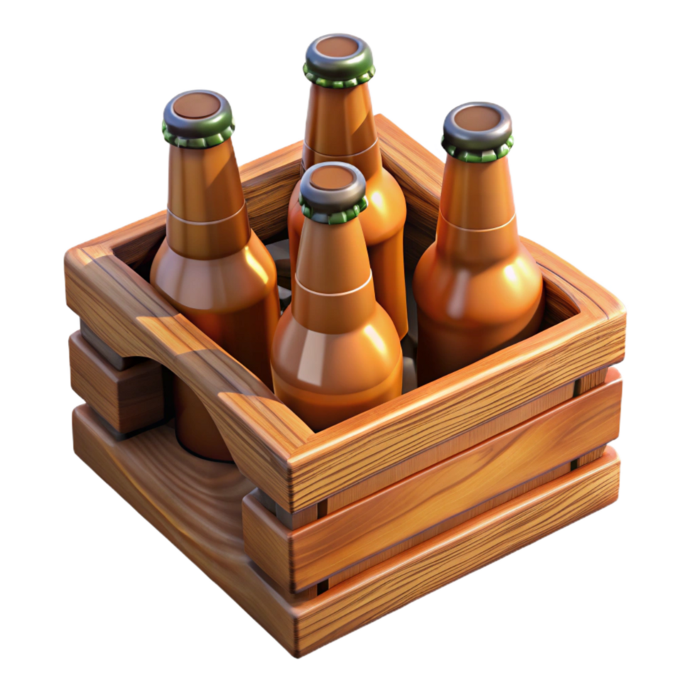 beautiful artistic Wooden Beer Crate with Bottles Cutout professional png