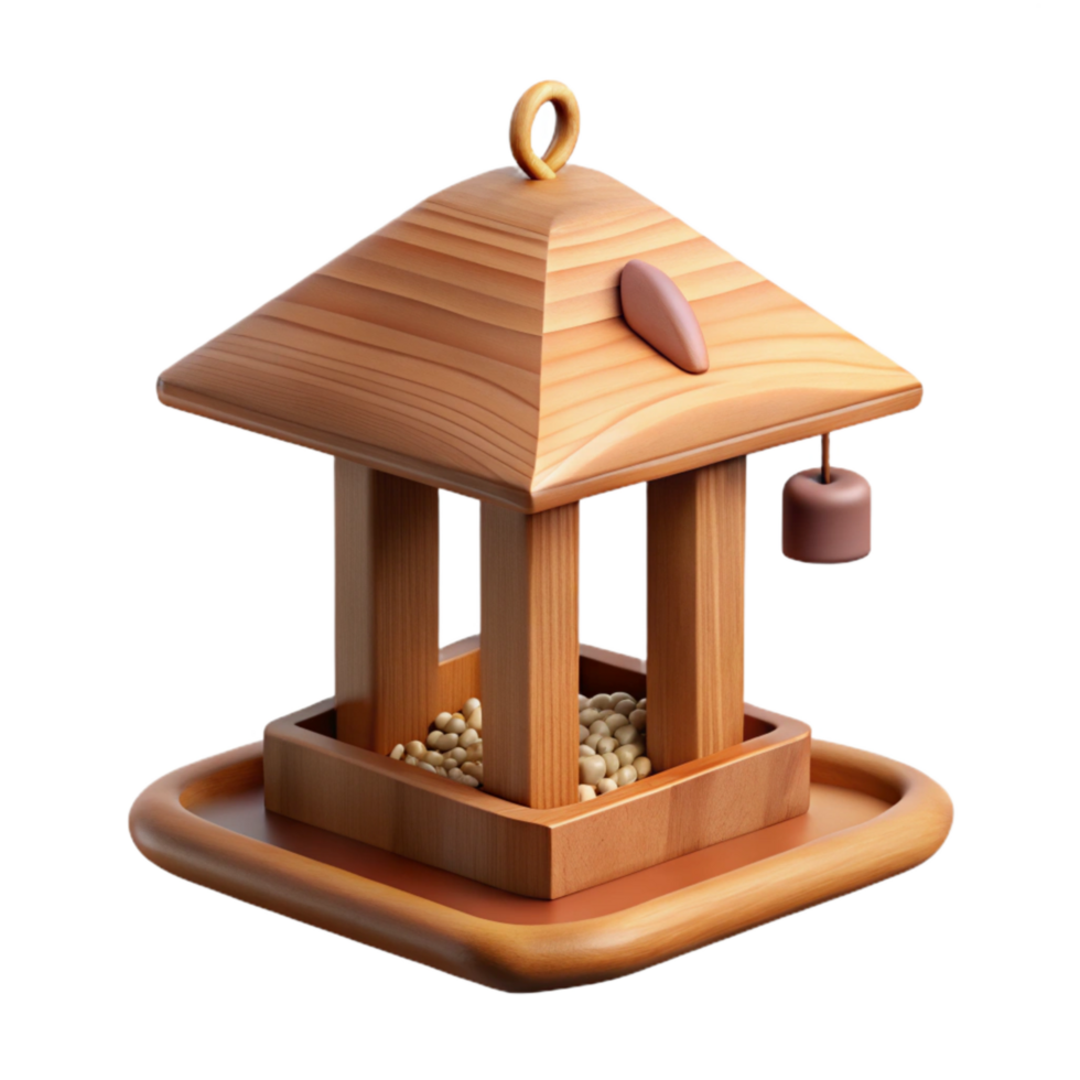 impressive modern Wooden Bird Feeder Isolated with Seeds original png