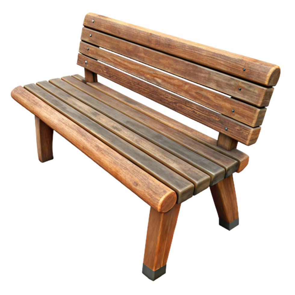 dramatic rustic Wooden Bench Isolated with Slatted Seat high quality png