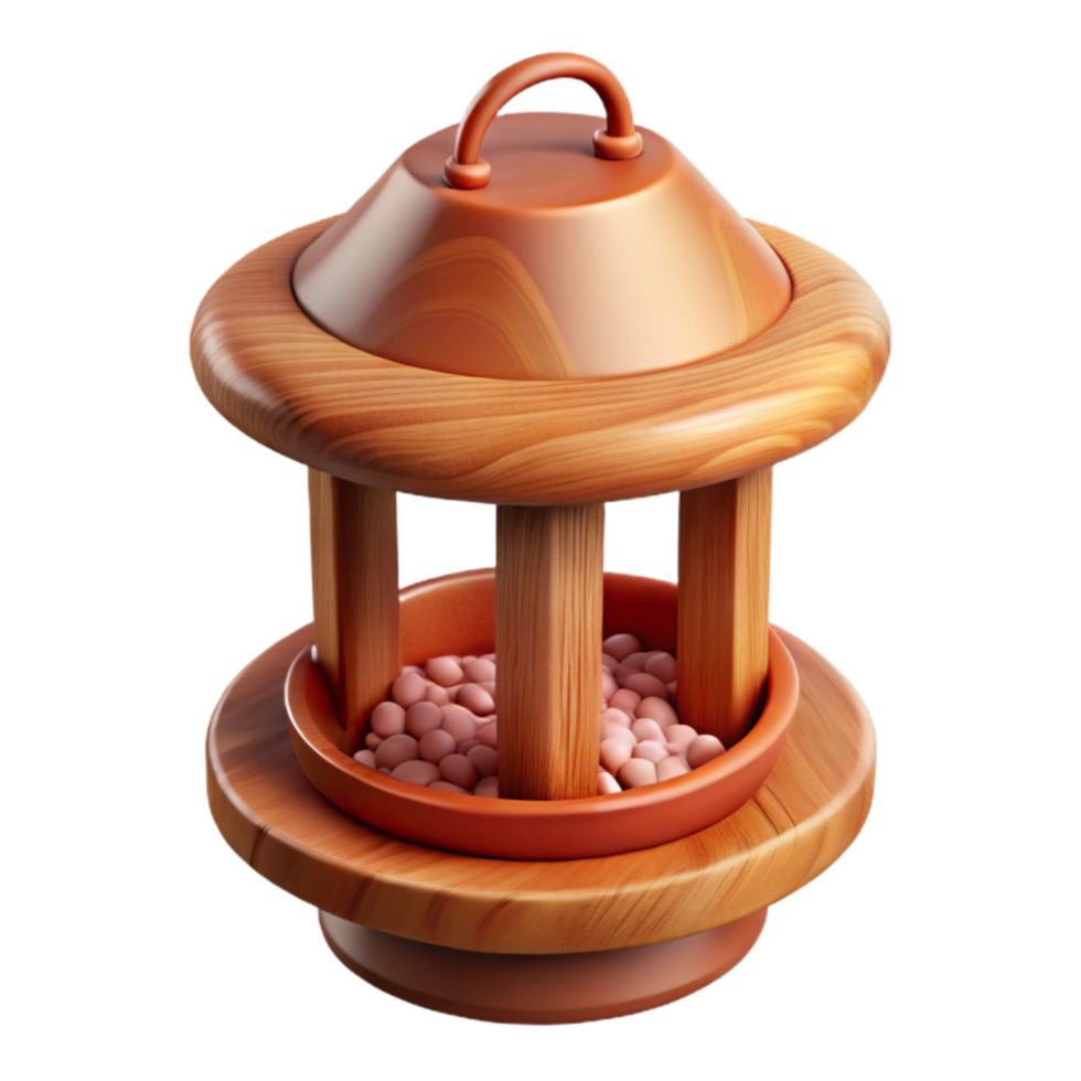 dramatic abstract Wooden Bird Feeder Isolated with Seeds genuine png