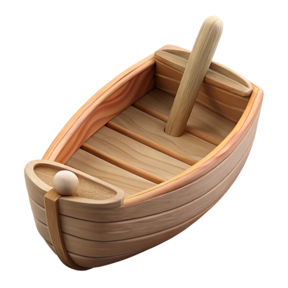 impressive traditional Wooden Boat Miniature Replica Cutout Element premium png