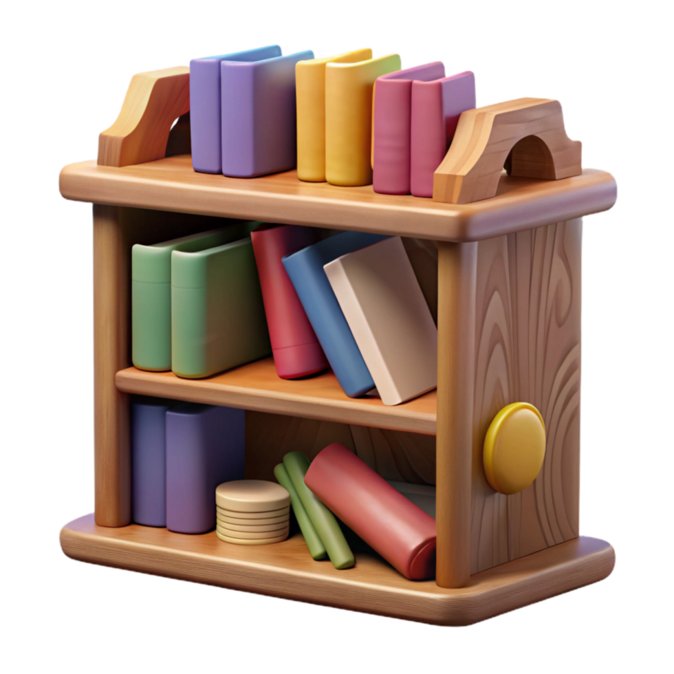 stunning contemporary Wooden Bookshelf Cutout with Books original png