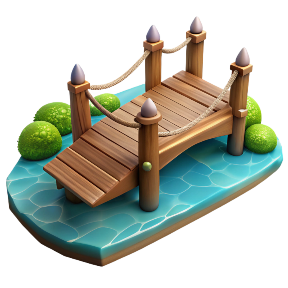 stunning modern Wooden Bridge Over River Transparent Background authentic png