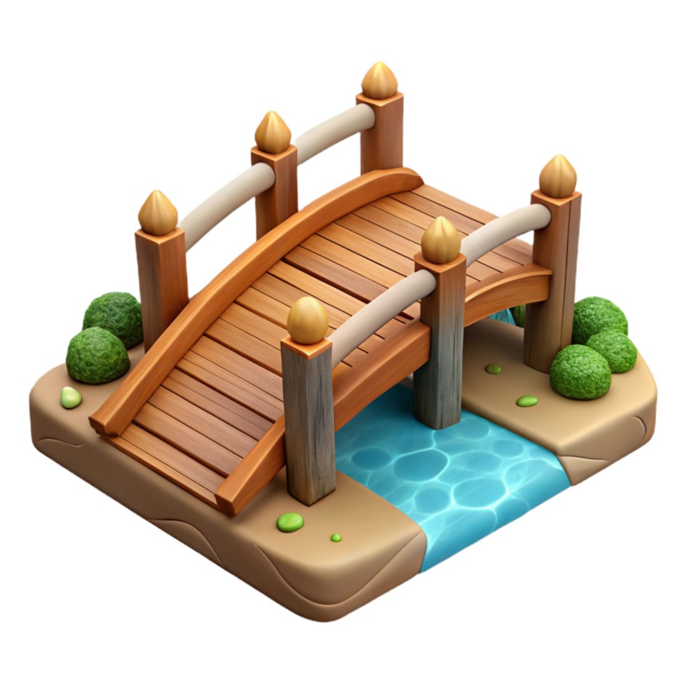dramatic traditional Wooden Bridge Over Stream Cutout detailed png