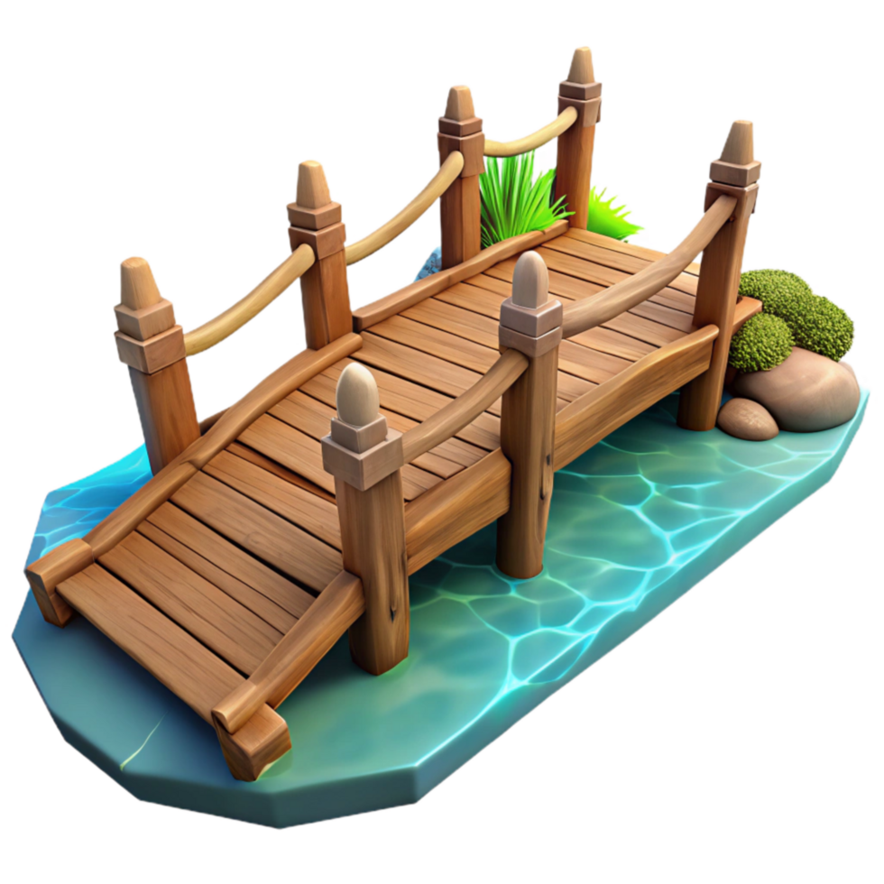 beautiful creative Wooden Bridge Over River Transparent Background png