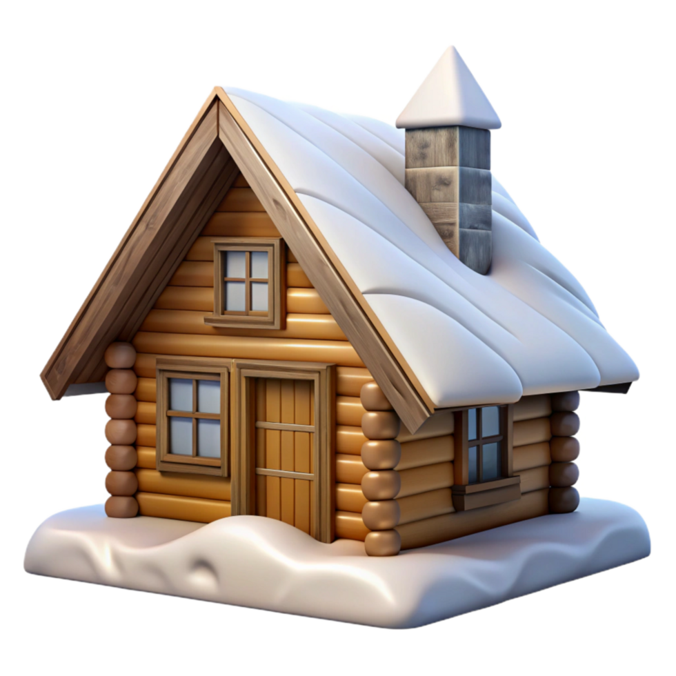 wonderful abstract Wooden Cabin in Snowy Mountains Transparent authentic png