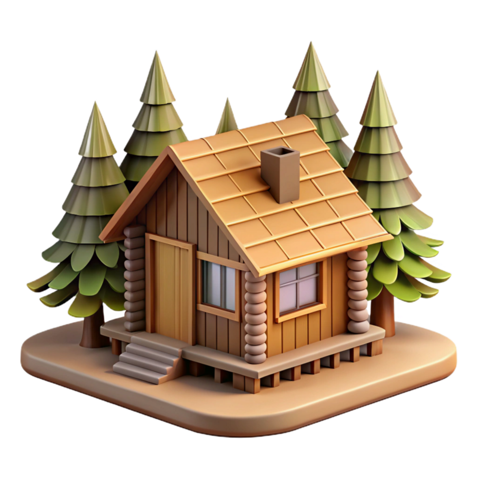 extraordinary rustic Wooden Cabin in Forest Isolated with Shadow authentic png
