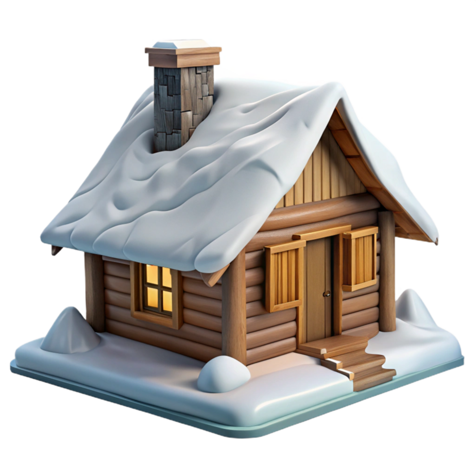 impressive creative Wooden Cabin in Snowy Mountains Transparent exclusive png