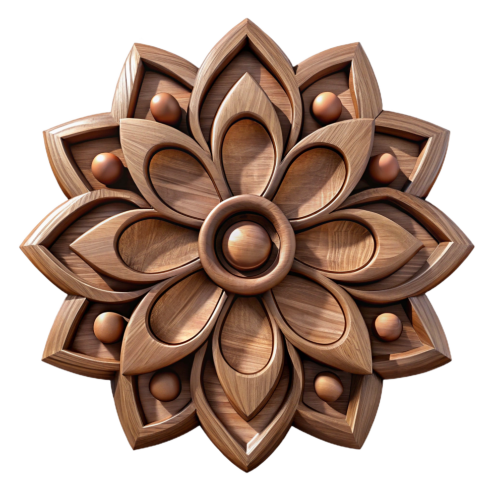 magnificent creative Wooden Carving Floral Motif Cutout Element high resolution png