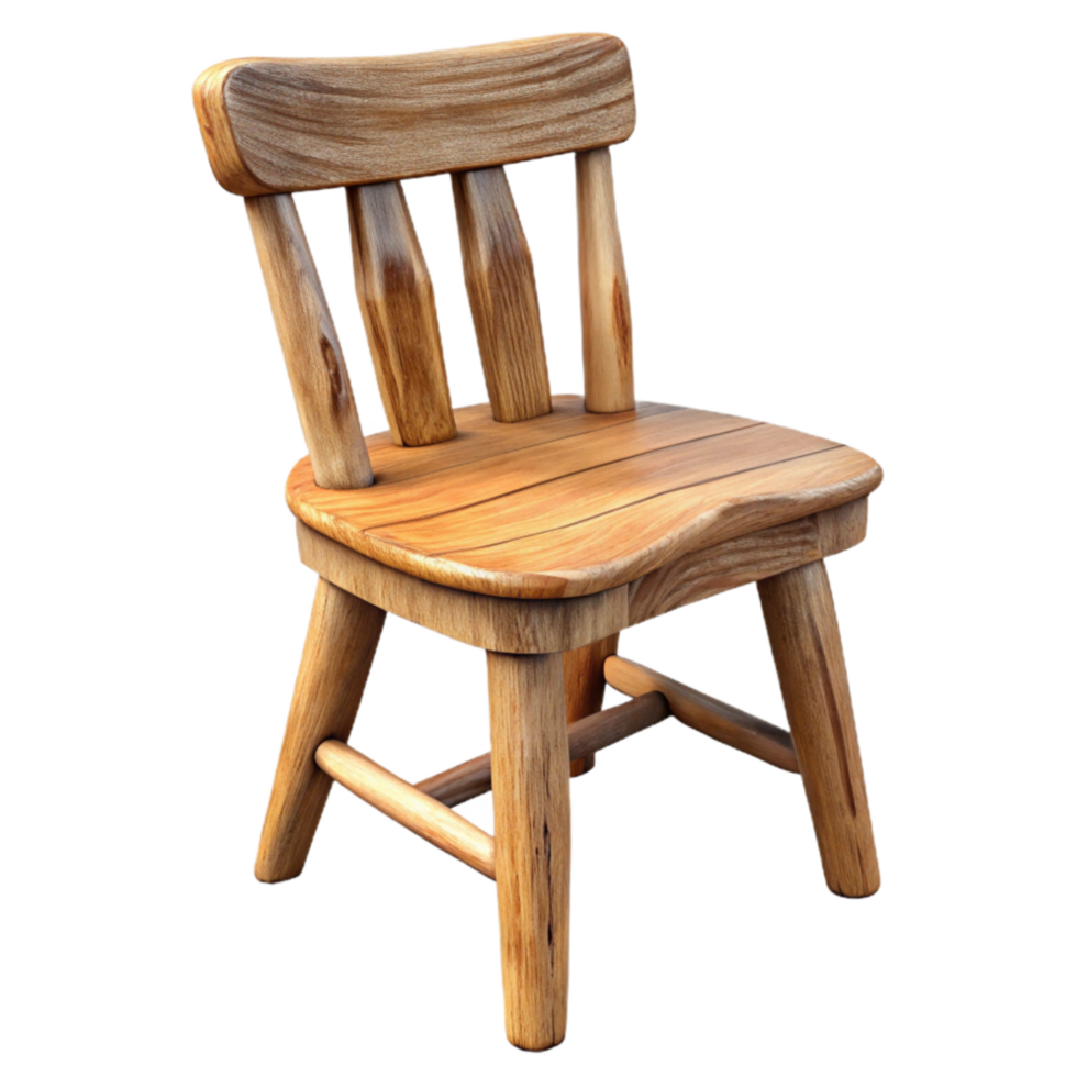 impressive rustic Wooden Chair Front View Isolated on Transparent Background detailed png