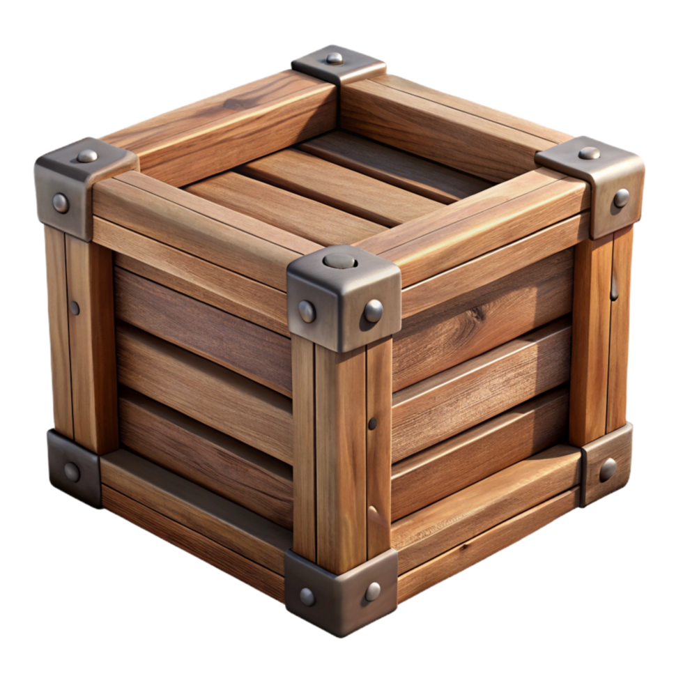 dramatic rustic Wooden Crate Isolated on Transparent Background high quality png