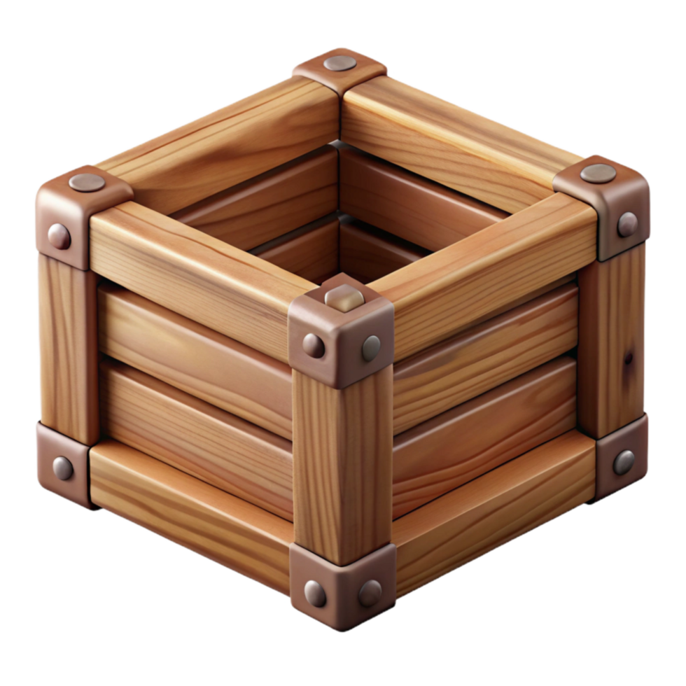 impressive classic Wooden Crate Cutout detailed png