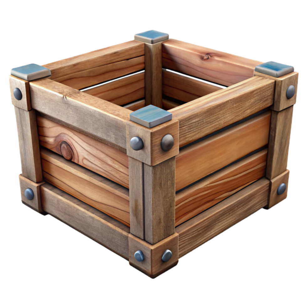 dramatic traditional Wooden Crate Rustic Style Isolated Transparent Background png