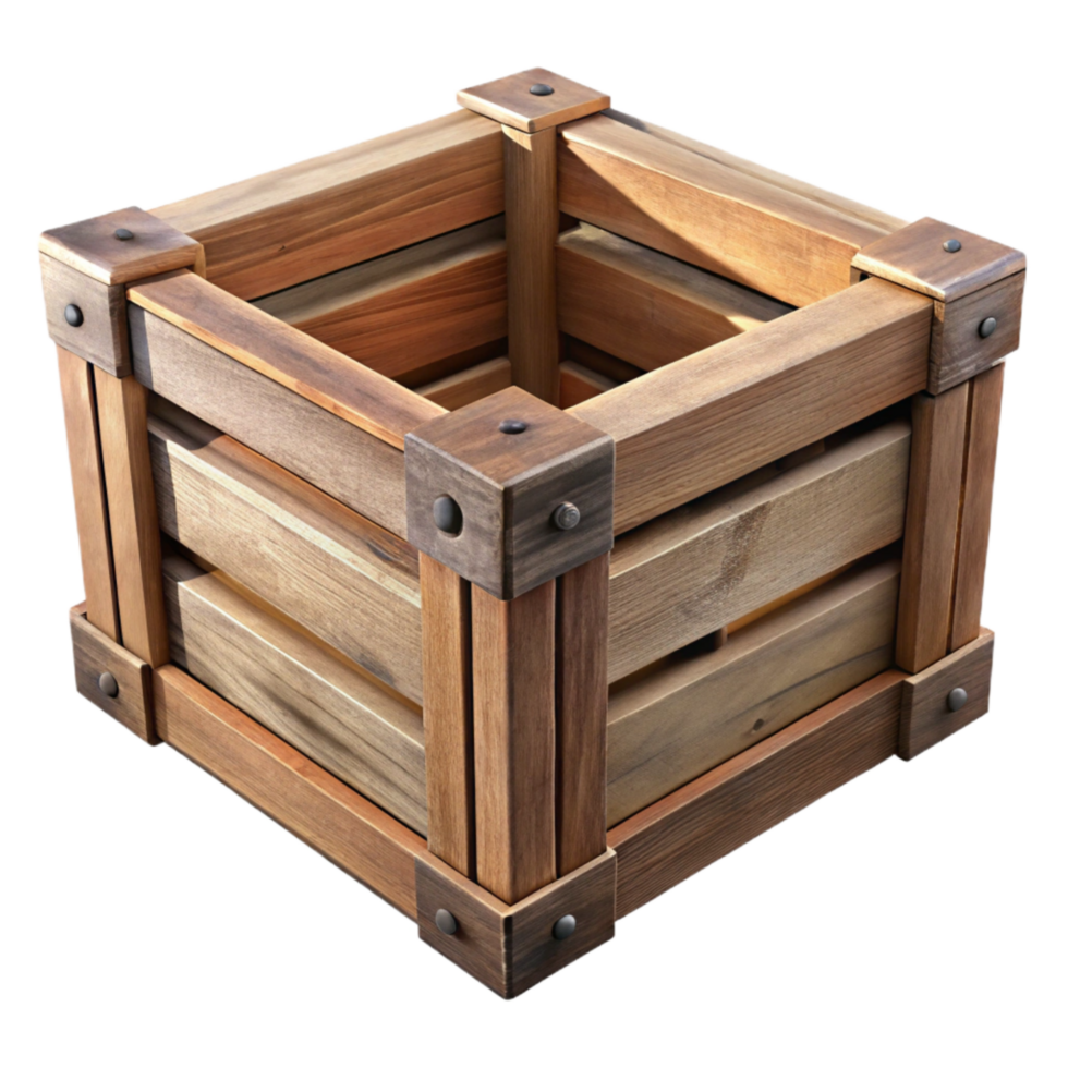 vibrant contemporary Wooden Crate Rustic Style Isolated Transparent Background original png