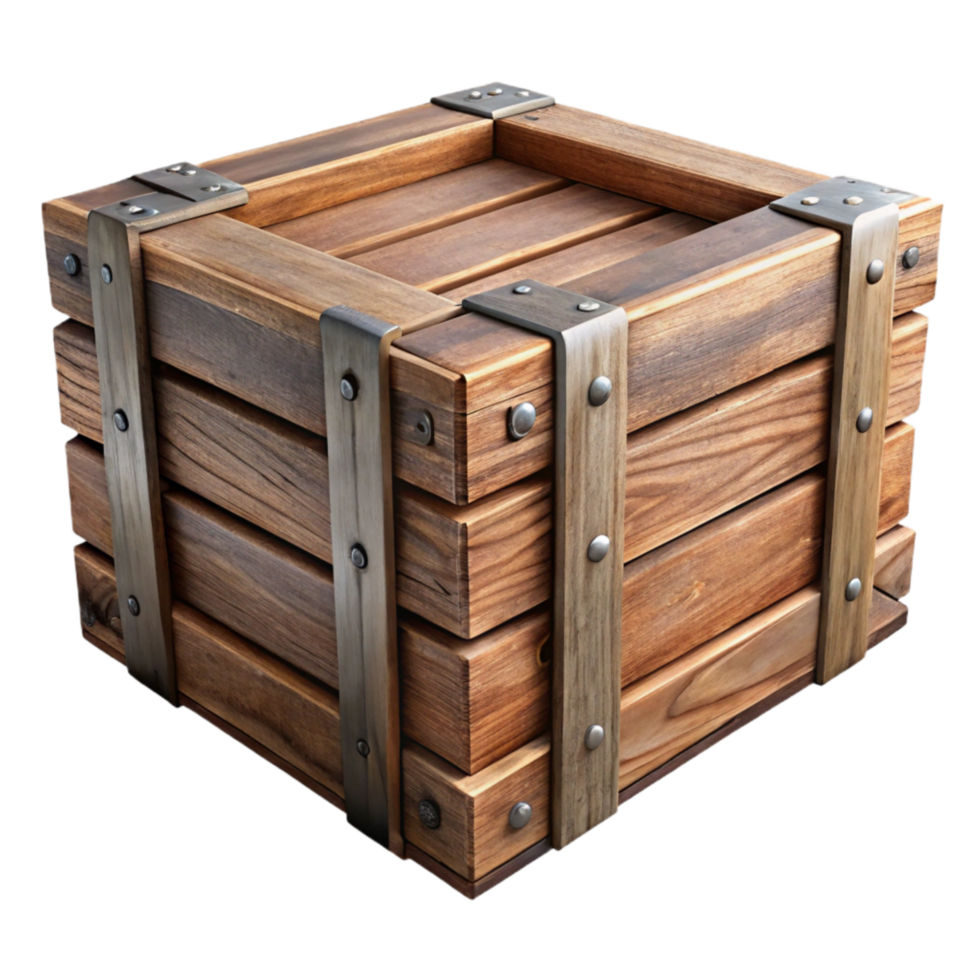 wonderful minimalist Wooden Crate Rustic Style Isolated Transparent Background high quality png