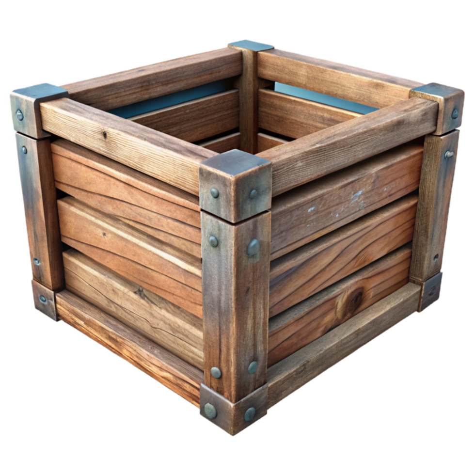vibrant contemporary Wooden Crate Rustic Style Isolated Transparent Background detailed png