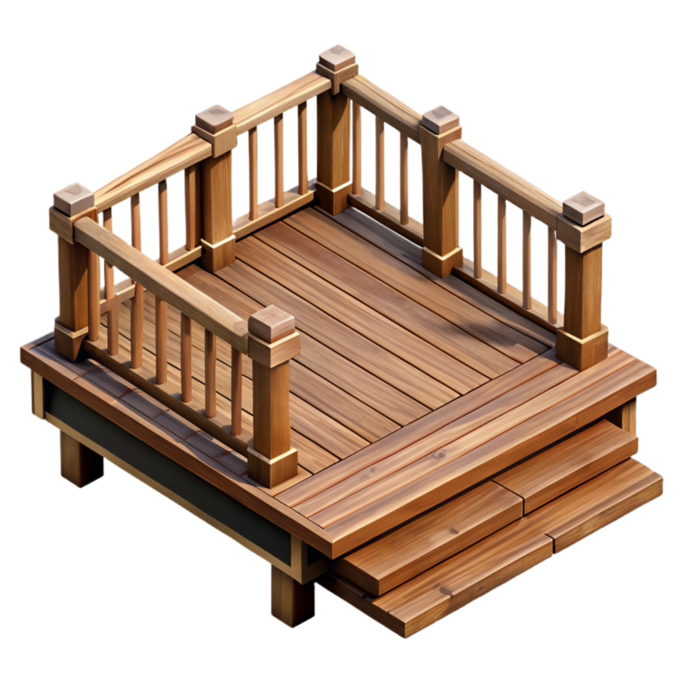 dramatic minimalist Wooden Deck with Railing Transparent exclusive png