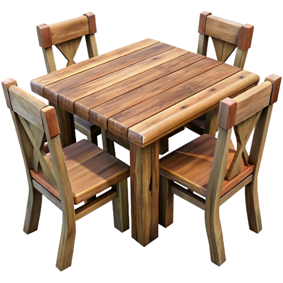 beautiful modern Wooden Dining Table Isolated with Chairs high resolution png