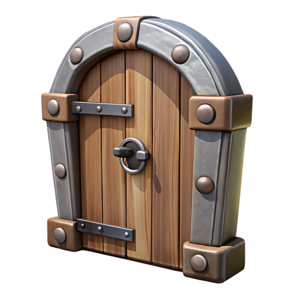 stunning traditional Wooden Door with Metal Handles Transparent premium png