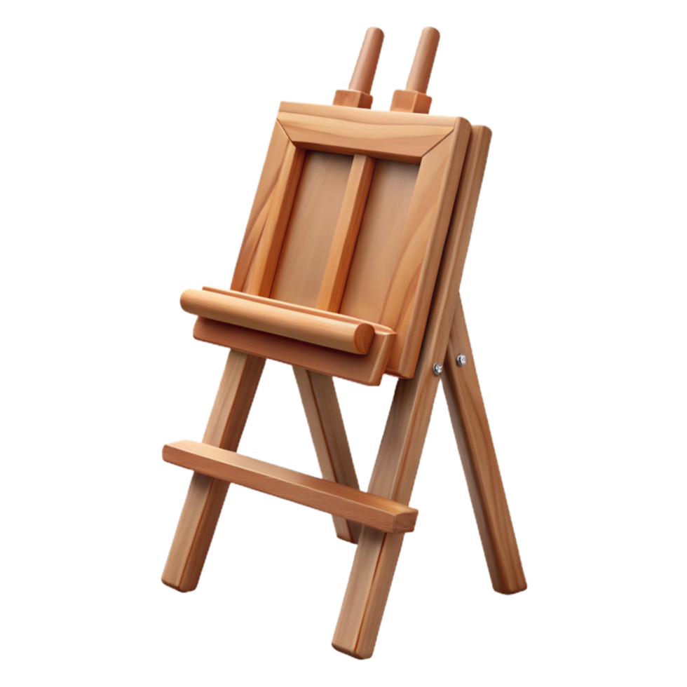 serene modern Wooden Easel Side View Cutout Transparent Background png
