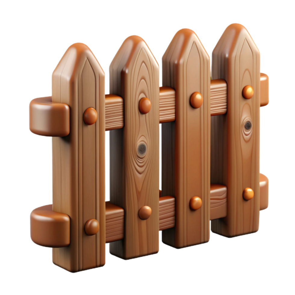 vibrant minimalist Wooden Fence Cutout with Brown Planks Transparent Background detailed png
