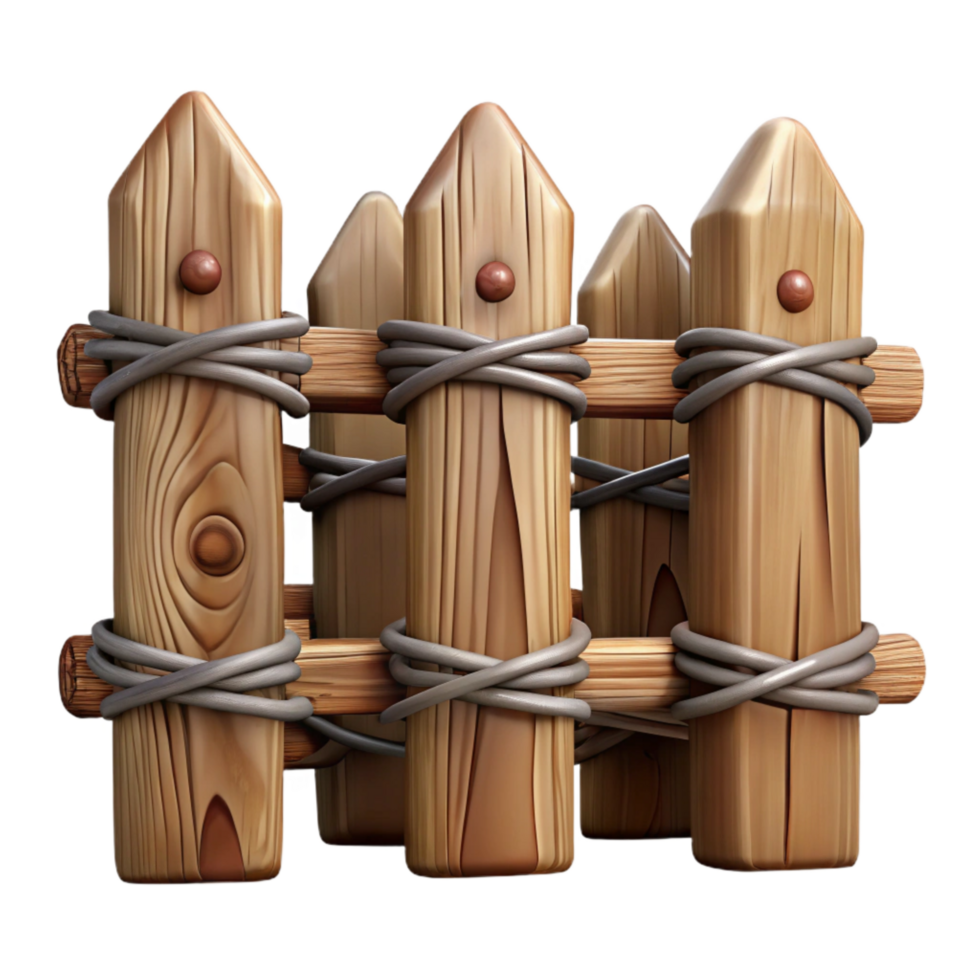 serene creative Wooden Fence with Barbed Wire Cutout high quality png