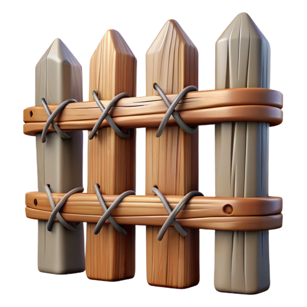 stunning contemporary Wooden Fence with Barbed Wire Cutout premium png