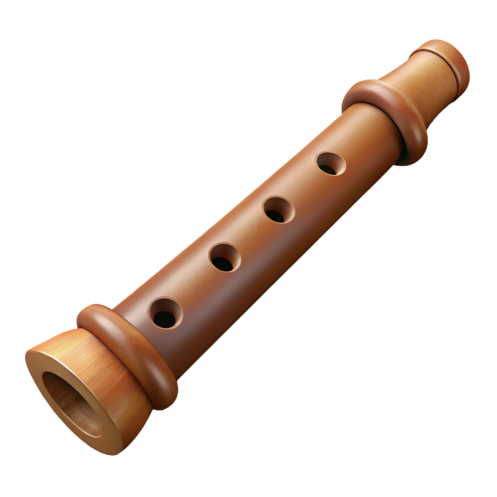extraordinary contemporary Wooden Flute with Finger Holes Isolated original png