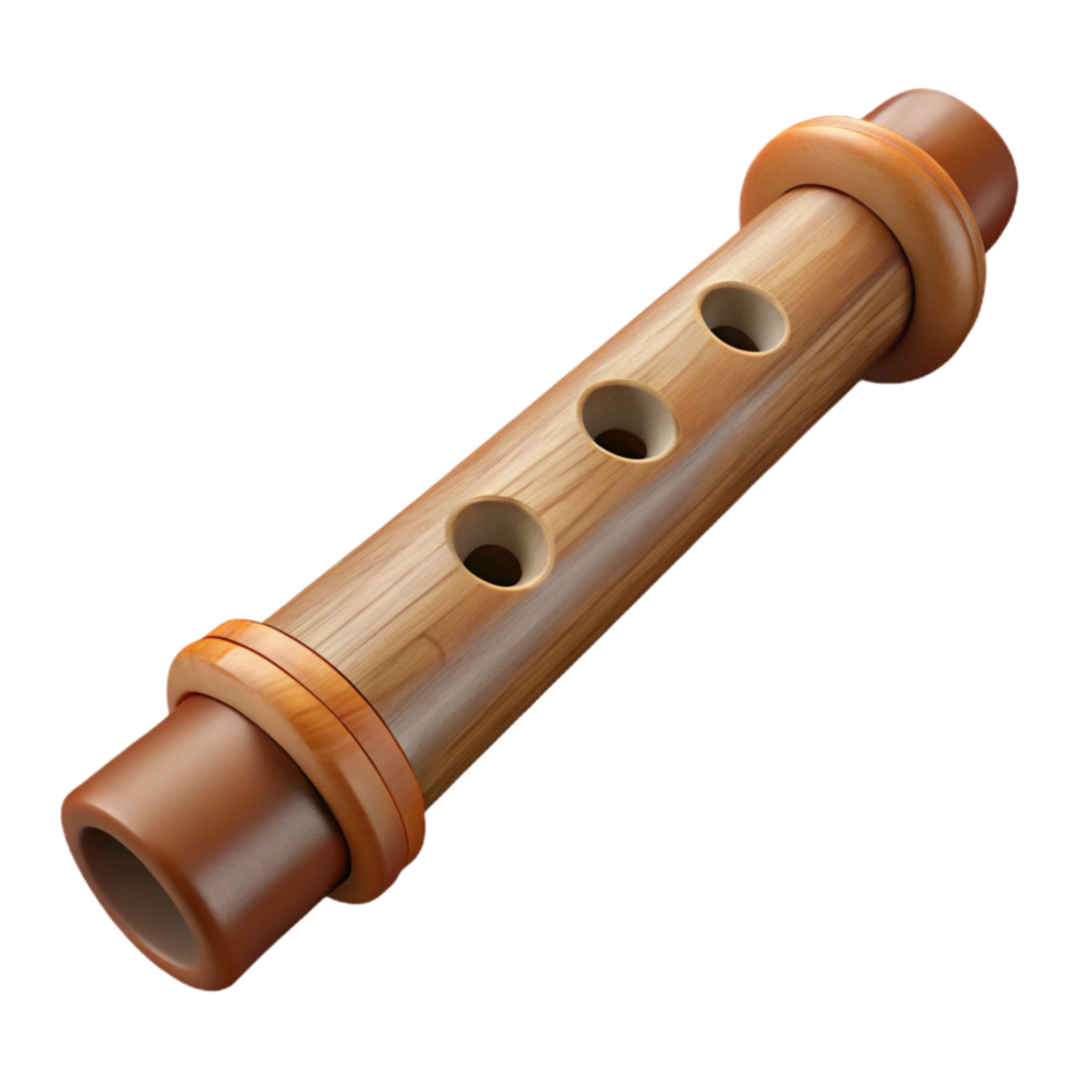 magnificent contemporary Wooden Flute with Finger Holes Isolated authentic png