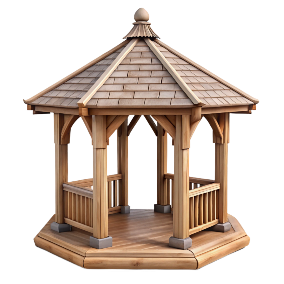 dramatic rustic Wooden Gazebo in Garden Transparent original png