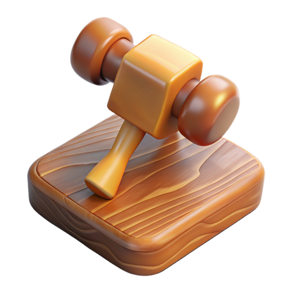 magnificent artistic Wooden Hammer on Workbench Isolated png