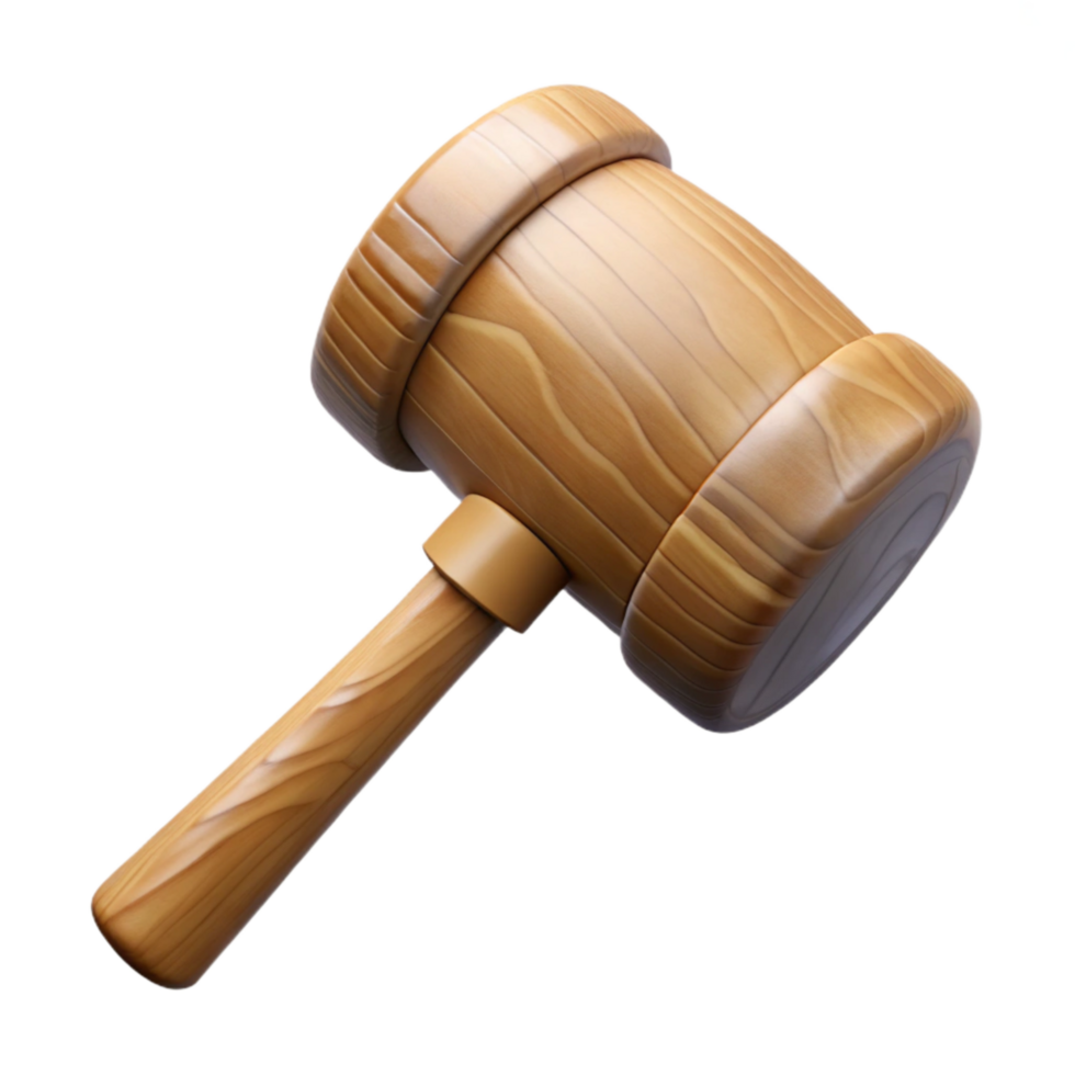 beautiful minimalist Wooden Mallet Round Head Isolated Transparent Background png
