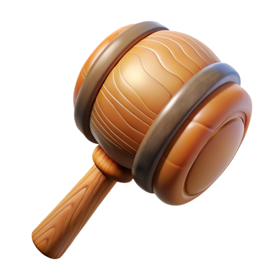 impressive traditional Wooden Mallet Round Head Isolated Transparent Background premium png