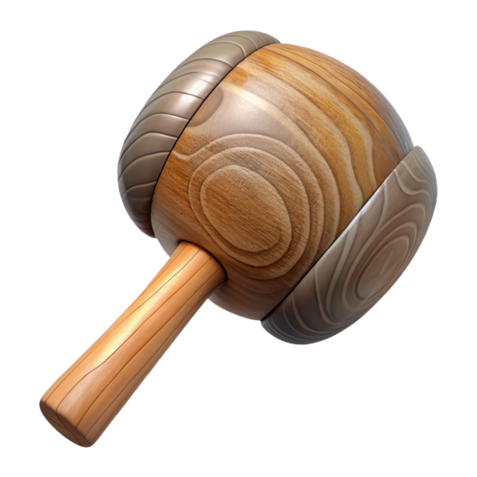impressive minimalist Wooden Mallet Round Head Isolated Transparent Background high resolution png