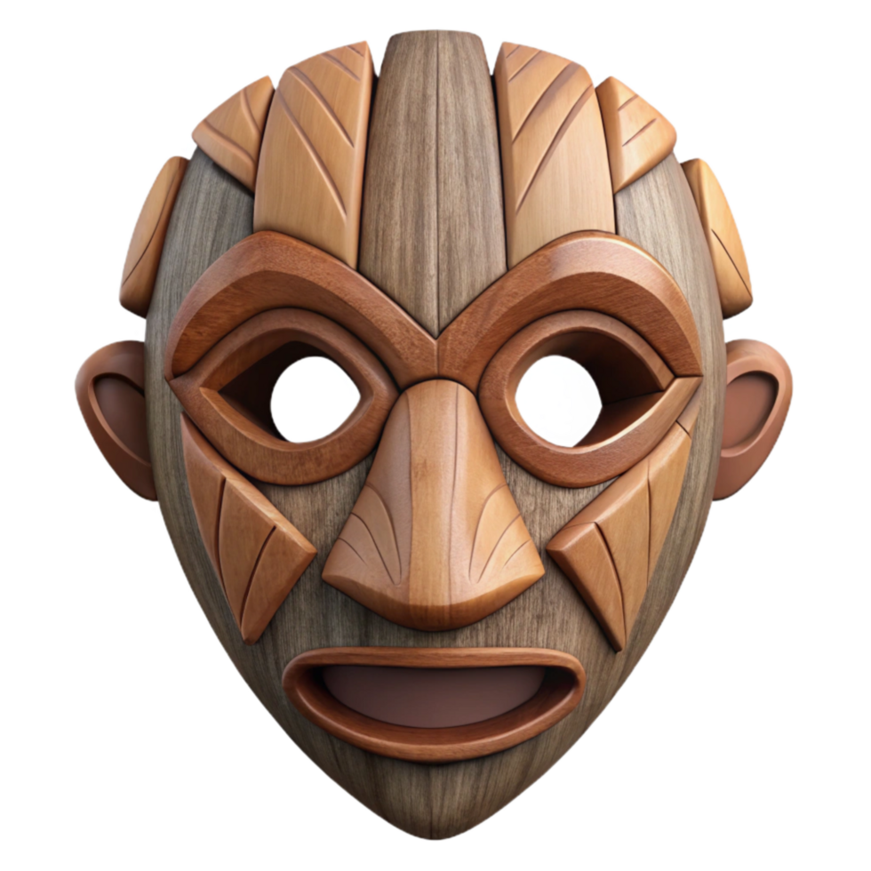 extraordinary abstract Wooden Mask Tribal Design Cutout Element detailed png