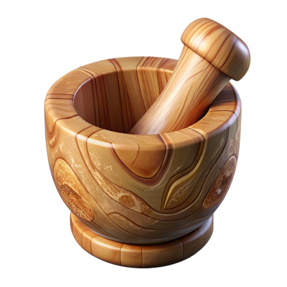 magnificent abstract Wooden Mortar and Pestle Carved Design Transparent Background authentic png