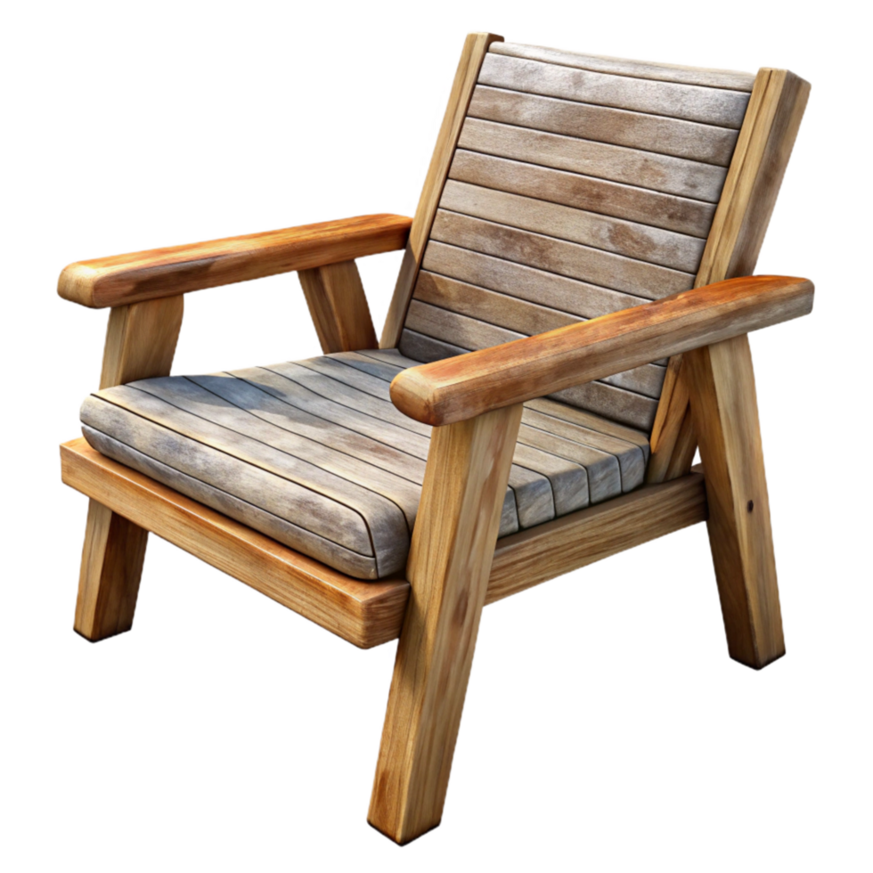 beautiful rustic Wooden Patio Chair Side View Transparent Background professional png
