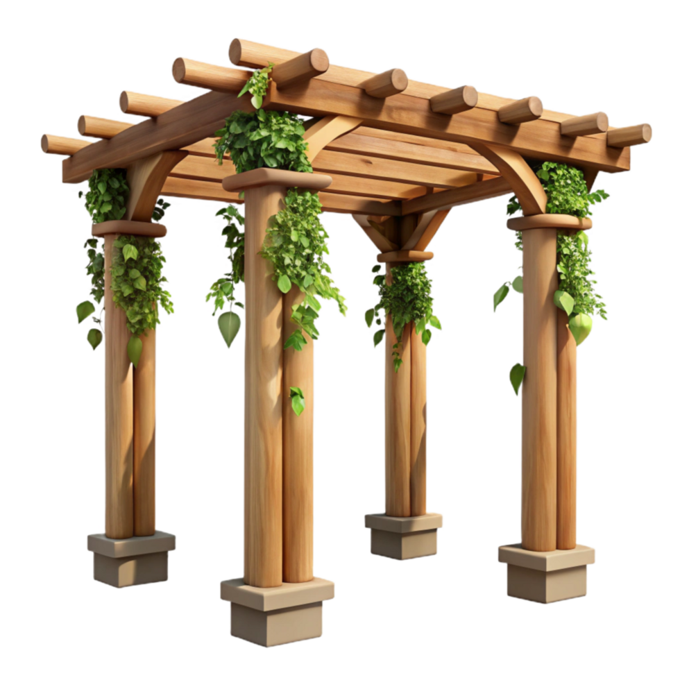 magnificent abstract Wooden Pergola with Vines Isolated original png