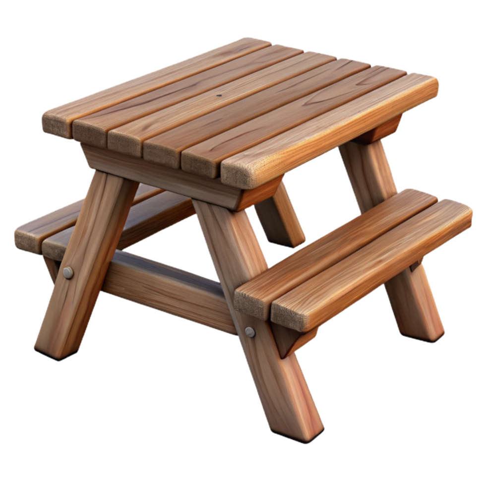 beautiful traditional Wooden Picnic Table Side View Transparent Background original png