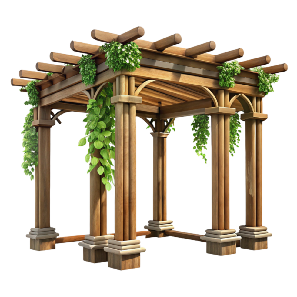 magnificent traditional Wooden Pergola with Vines Isolated professional png
