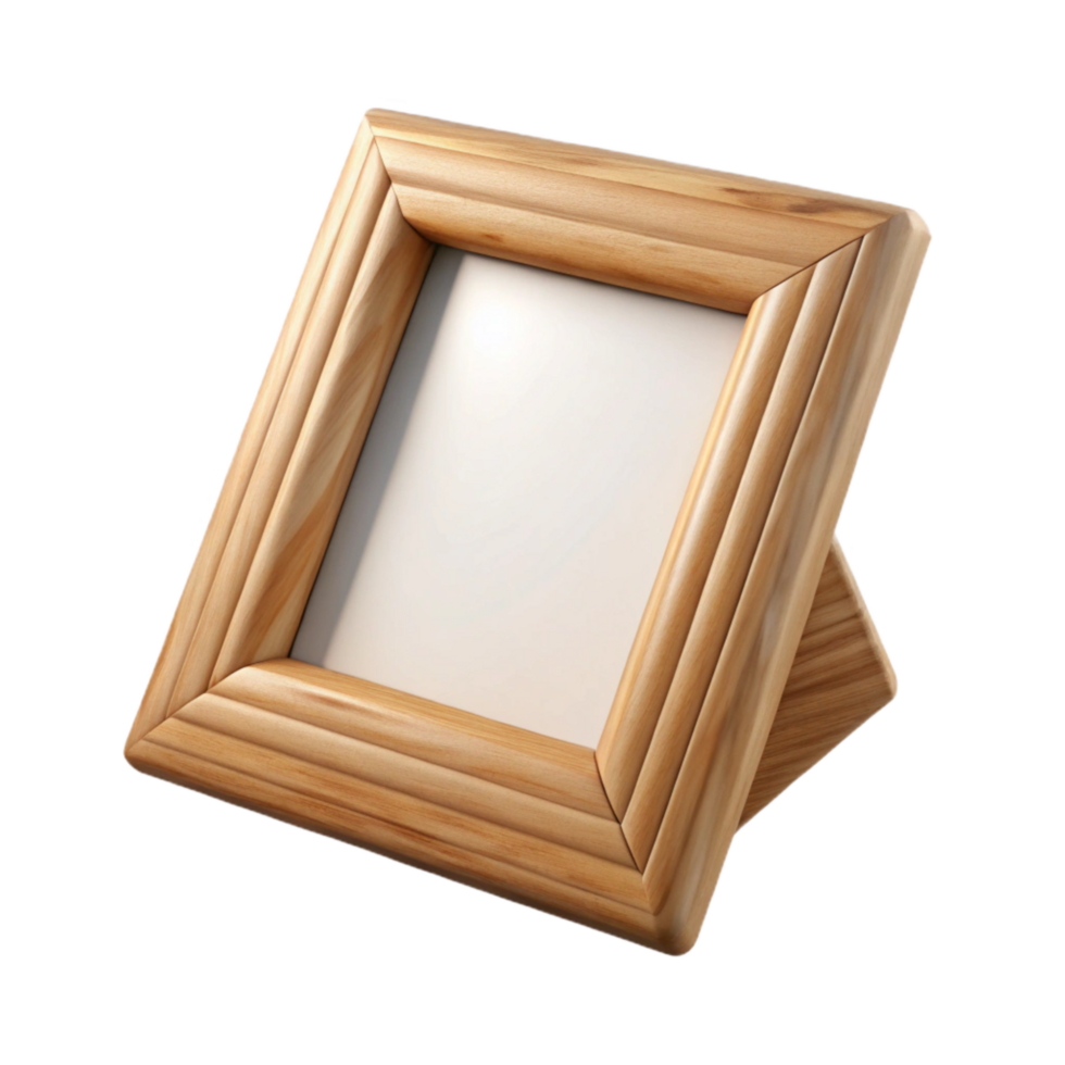 dramatic modern Wooden Picture Frame with White Mat Transparent Background premium png