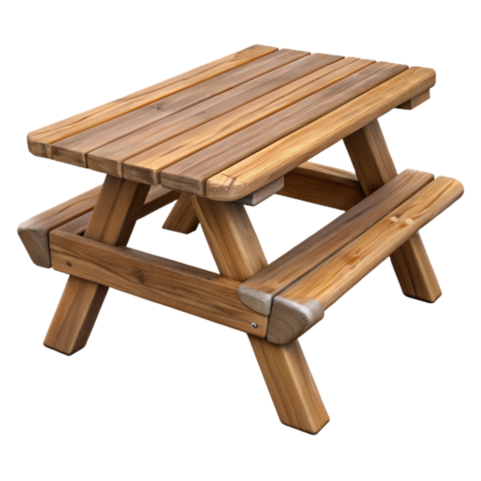 vibrant rustic Wooden Picnic Table Side View Transparent Background png