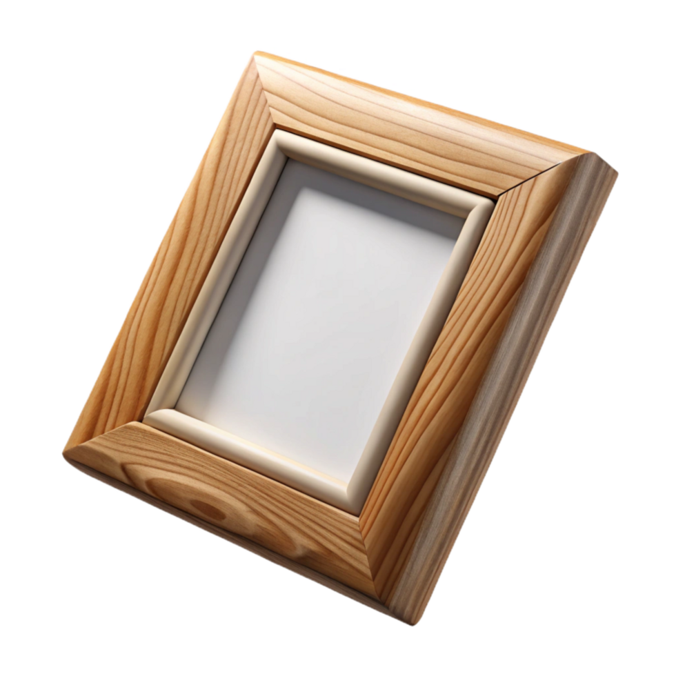 elegant classic Wooden Picture Frame with White Mat Transparent Background detailed png