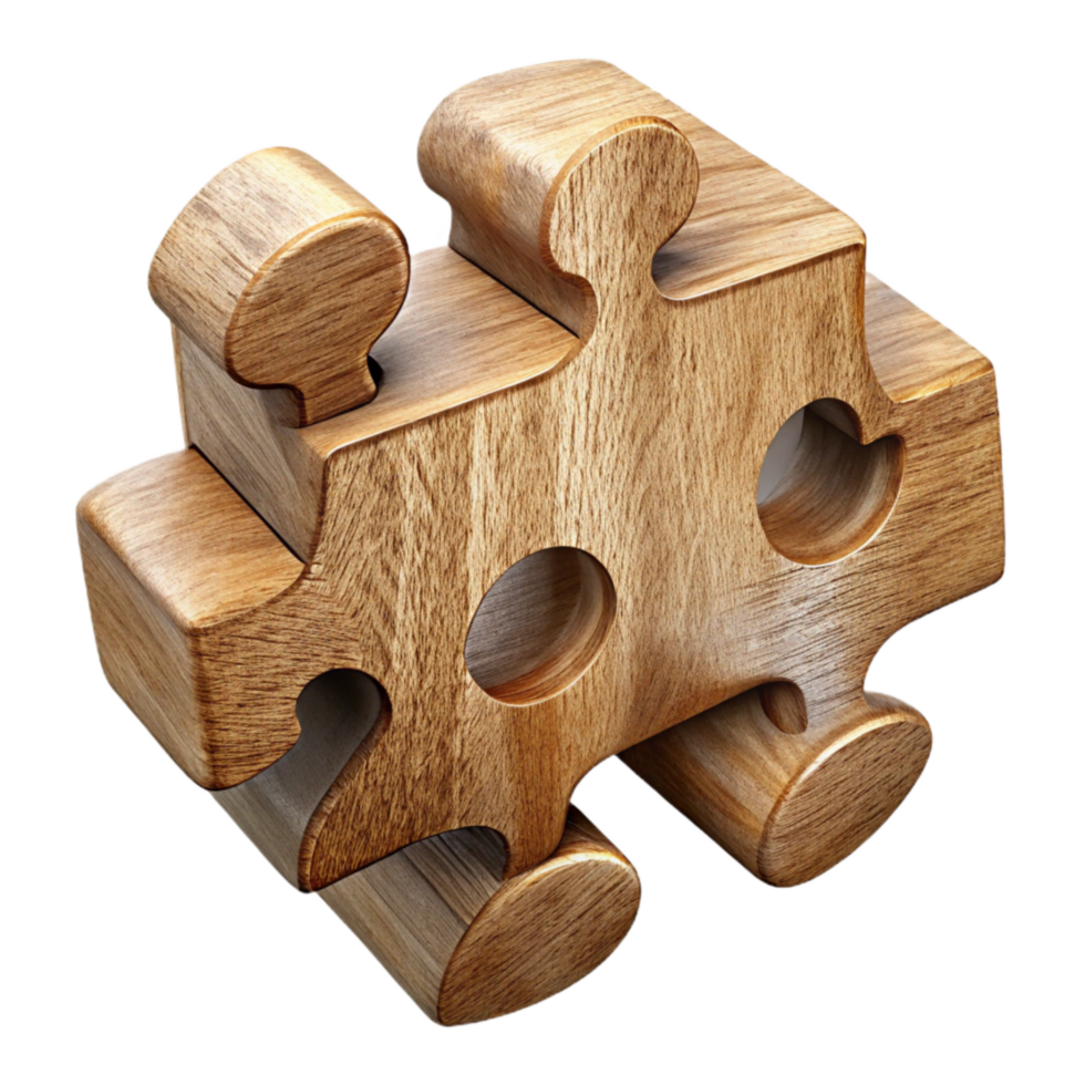 wonderful artistic Wooden Puzzle Pieces Interlocking Shapes Cutout Element authentic png