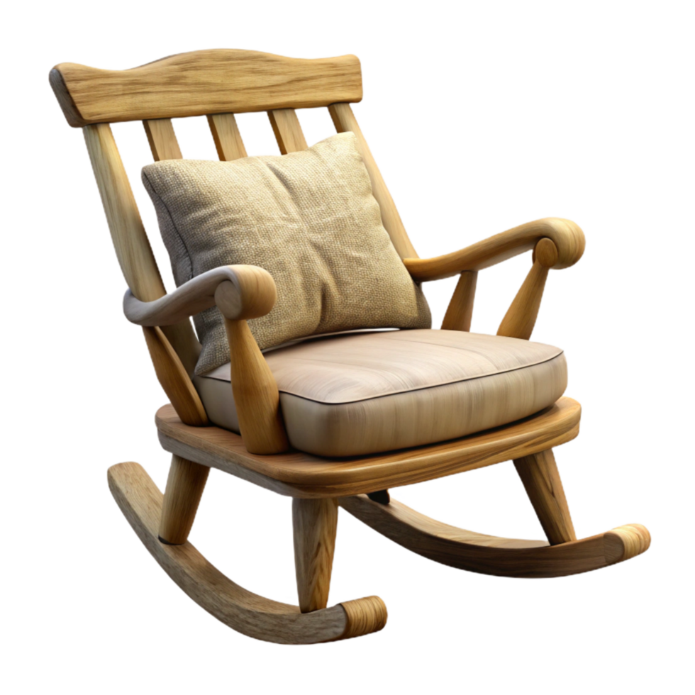 beautiful abstract Wooden Rocking Chair Transparent Background with Side View genuine png