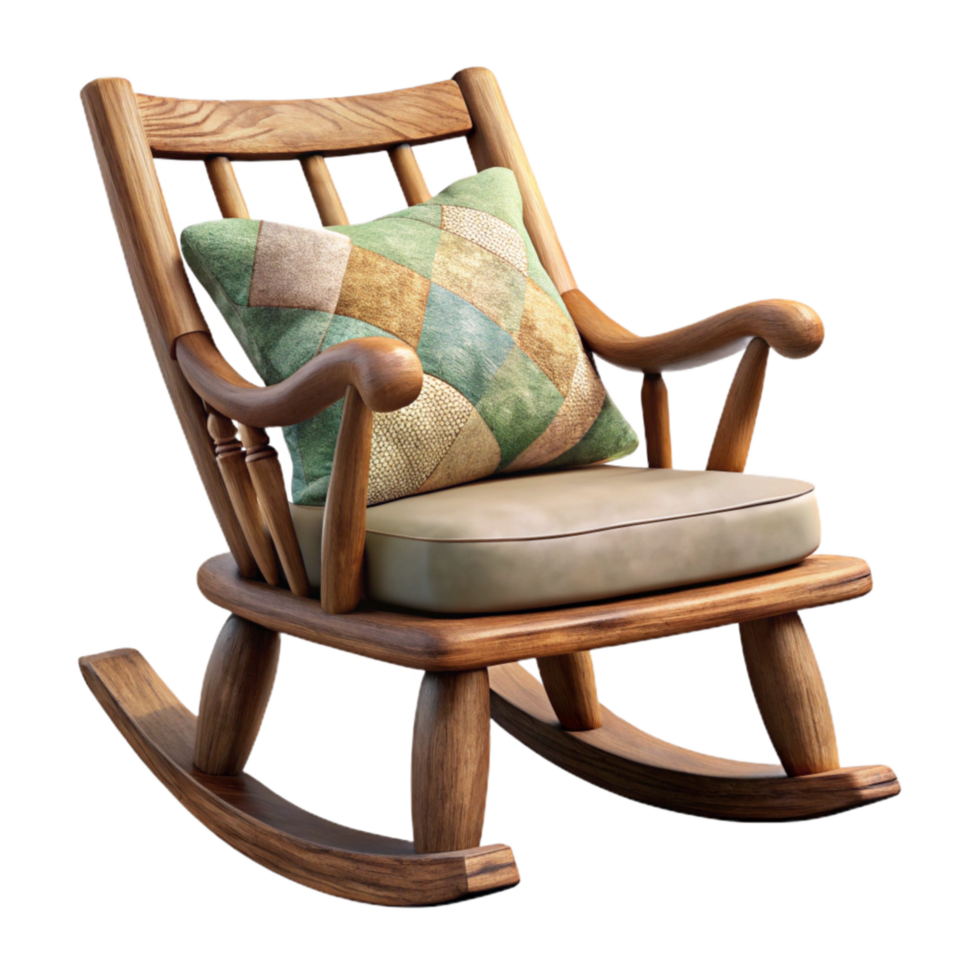 serene creative Wooden Rocking Chair Transparent Background with Side View premium png